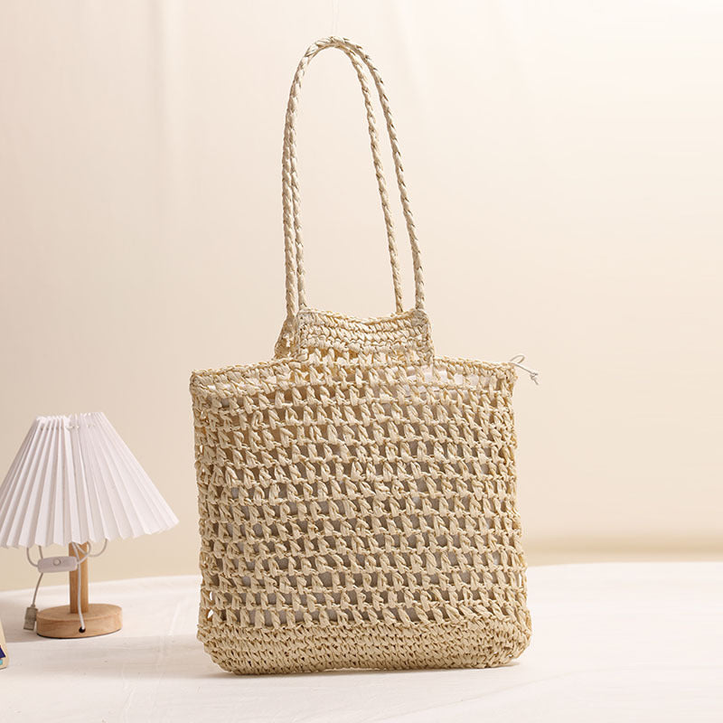 One Shoulder Hollow Out Cutout out Straw Bag Special Interest Design Straw Bag Woven Bag Vacation Beach Bag Women Bag