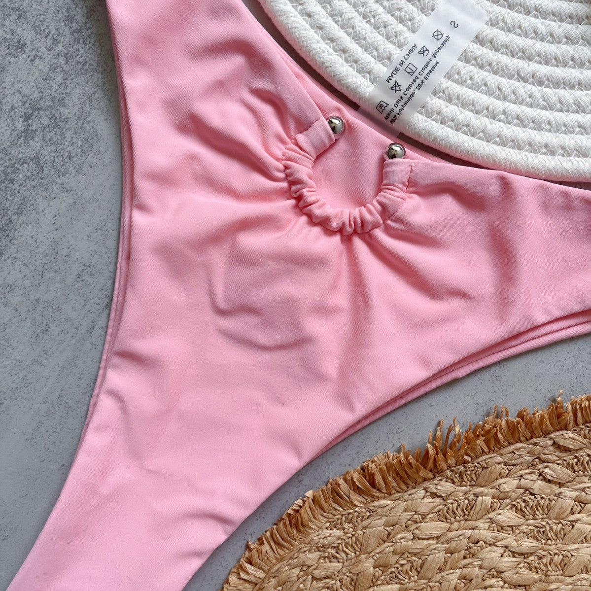 Bikini Metal Accessories Solid Color Swimsuit Beach Sexy Women Swimsuit