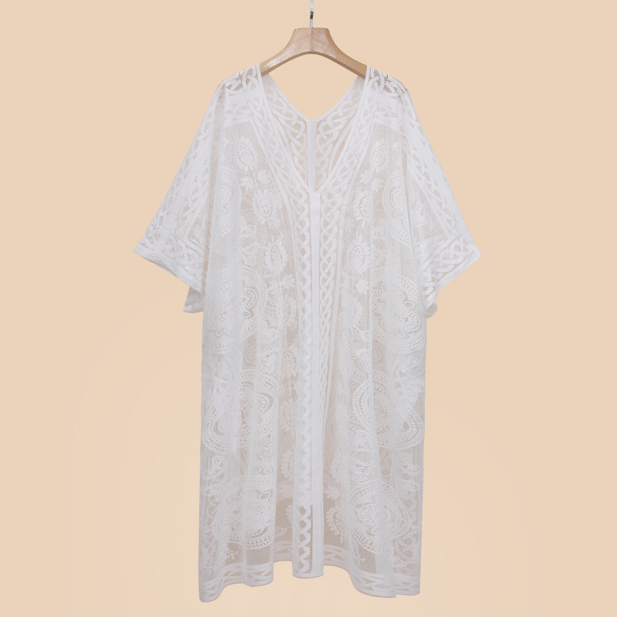 Beach Holiday Sexy Blouse Ventilation Sun Protection V Neck Pattern Thin Seaside Dress