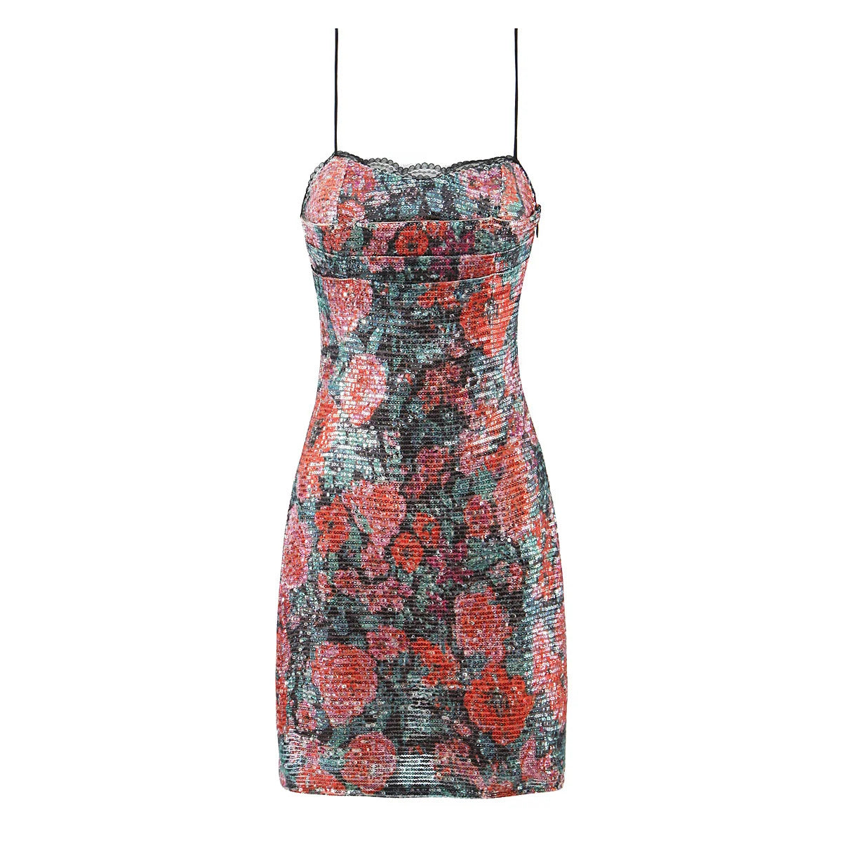 Sexy Rose Sequin Sling Dress Women Summer Girls Slim Fit Hip Wrapped Short Dress