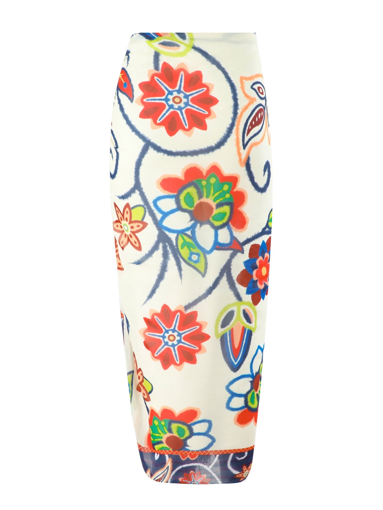 French One Piece Two Piece Set Swimsuit Digital Printing Sheath Gauze Skirt Conservative Swimwear Women