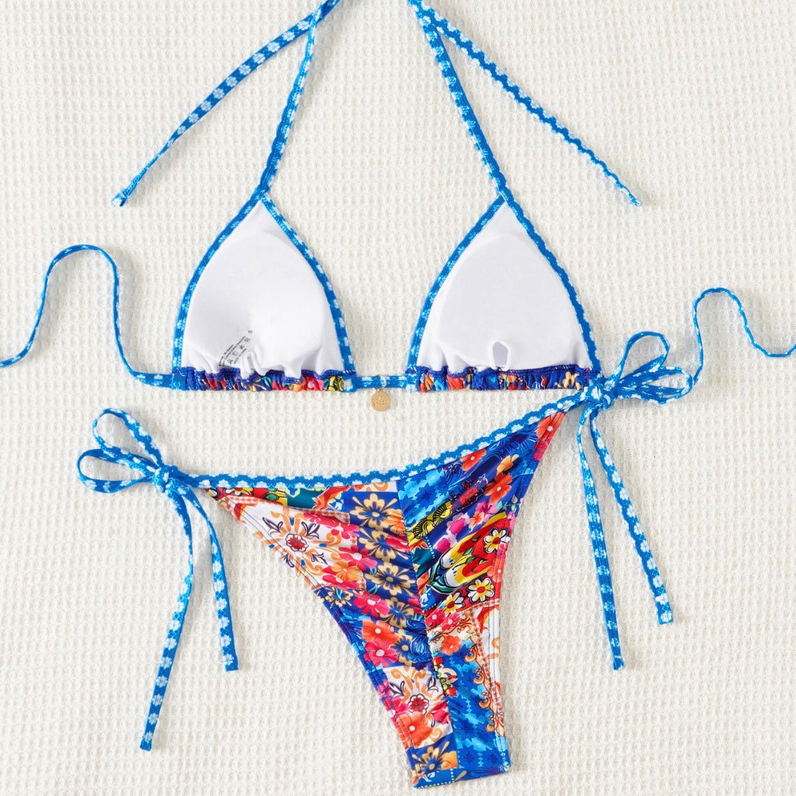 Bikini Printing Lace up Embellished Sexy Bikini Swimsuit Swimwear Women