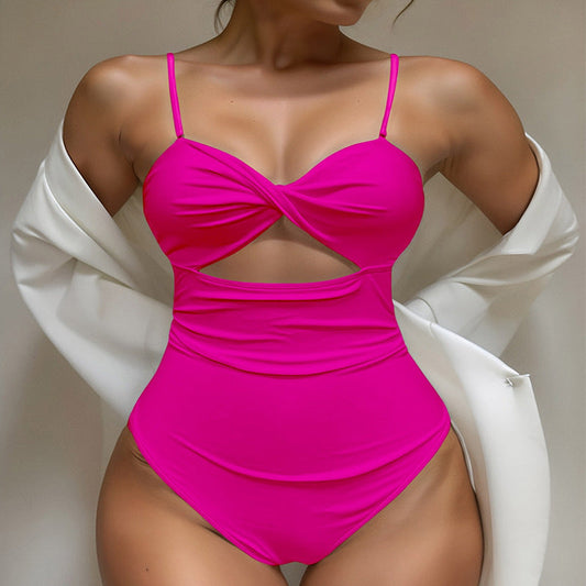Sexy Spaghetti Straps One Piece Swimsuit Women High Grade Bikini Beach Spring Swimsuit