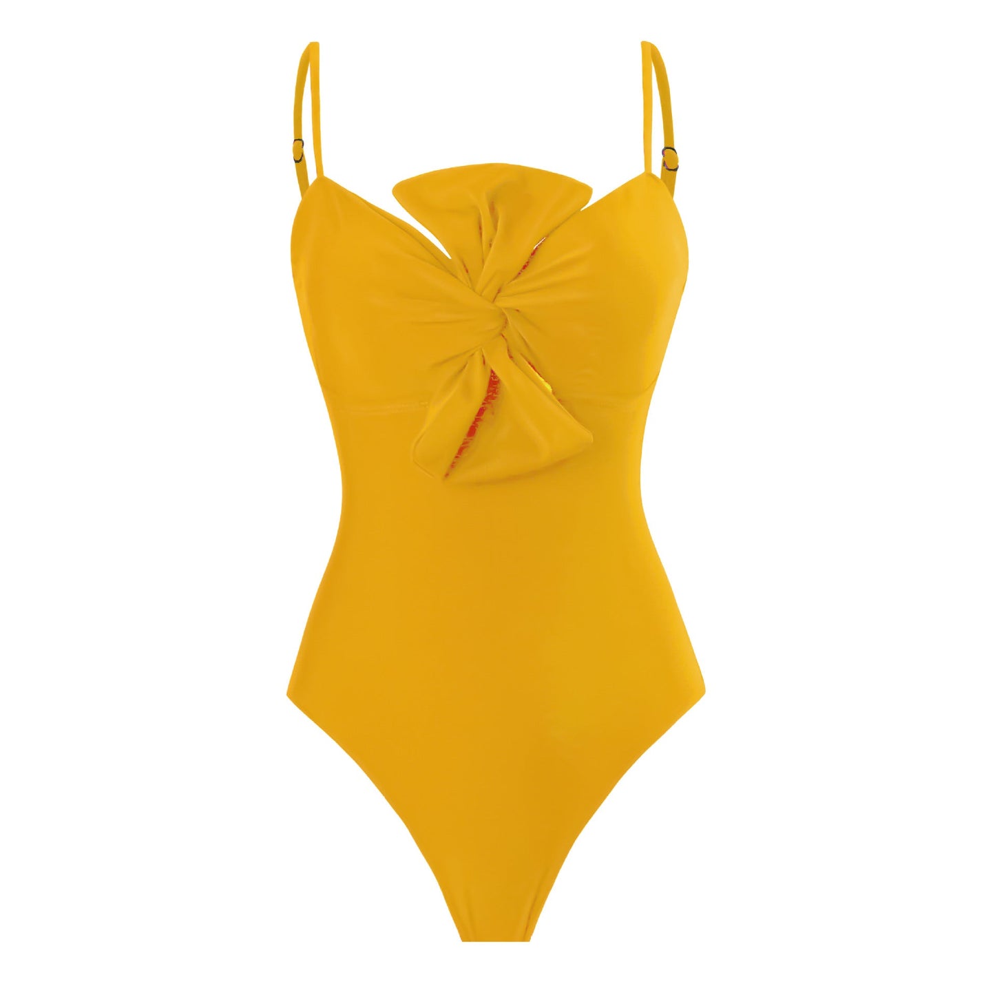 Bow Solid Color One Piece Women Swimwear Suit French Retro Cover Belly Slimming Swimsuit