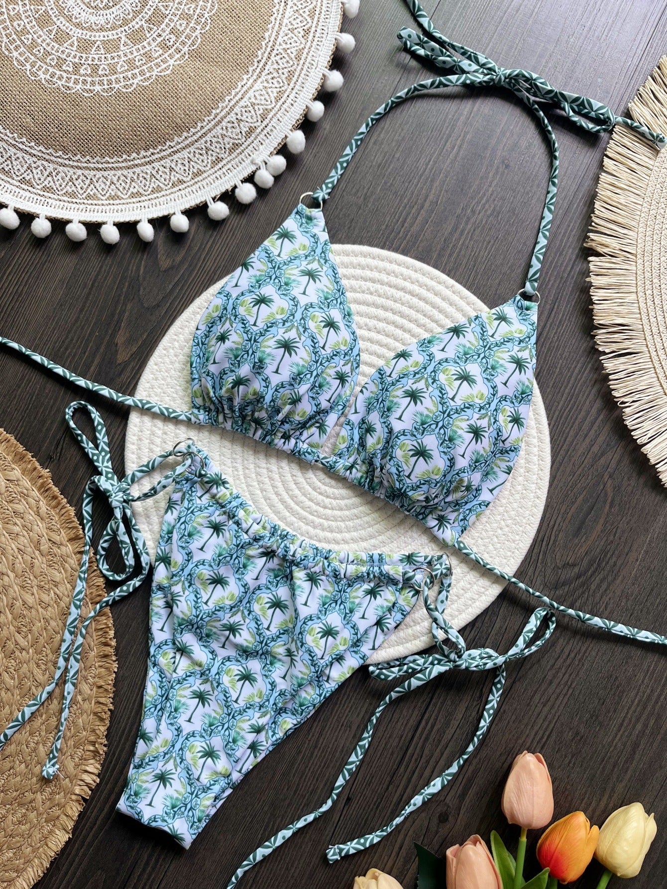 Bikini Popular Printed Lace-up Sexy Bikini Points