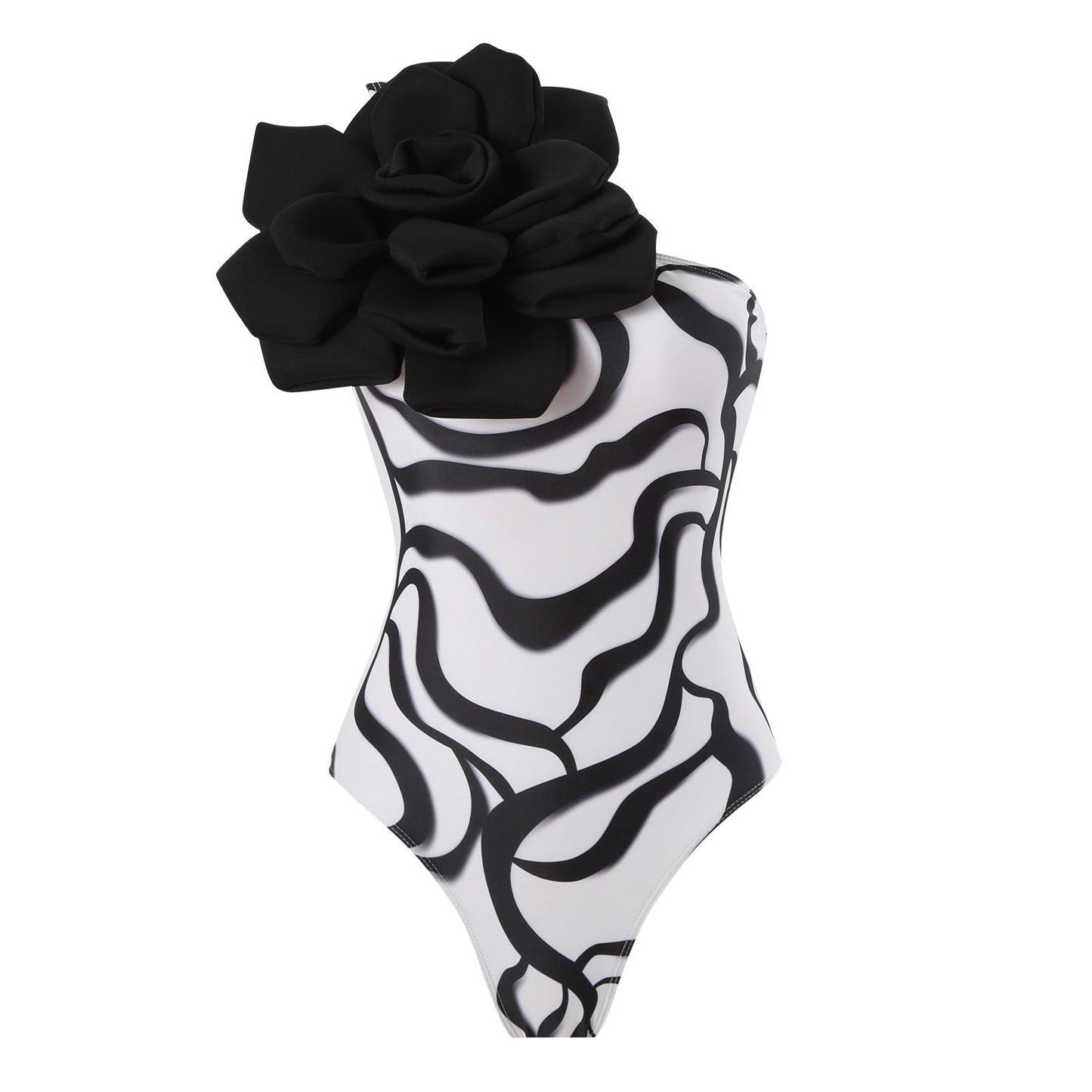 One Piece Swimsuit Women Skinny Slimming Big Floral Swimsuit Outfit Chiffon Dress