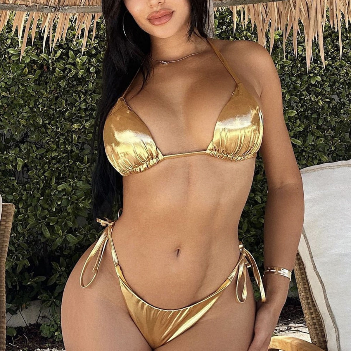 Bikini Split Bikini Lace up Two Piece Swimsuit Two Piece