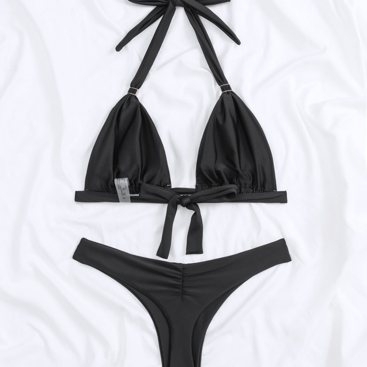 Bikini Solid Color Tied T Shaped Sexy Bikini Split Swimsuit Swimwear