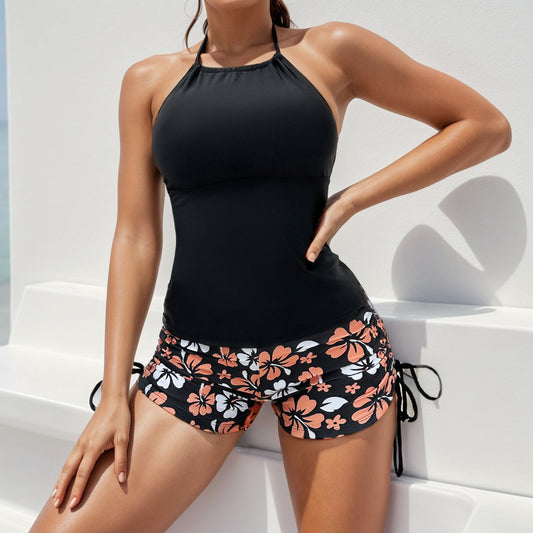 Bikini Printing Halter Backless Sexy Bikini Split Swimsuit Swimwear