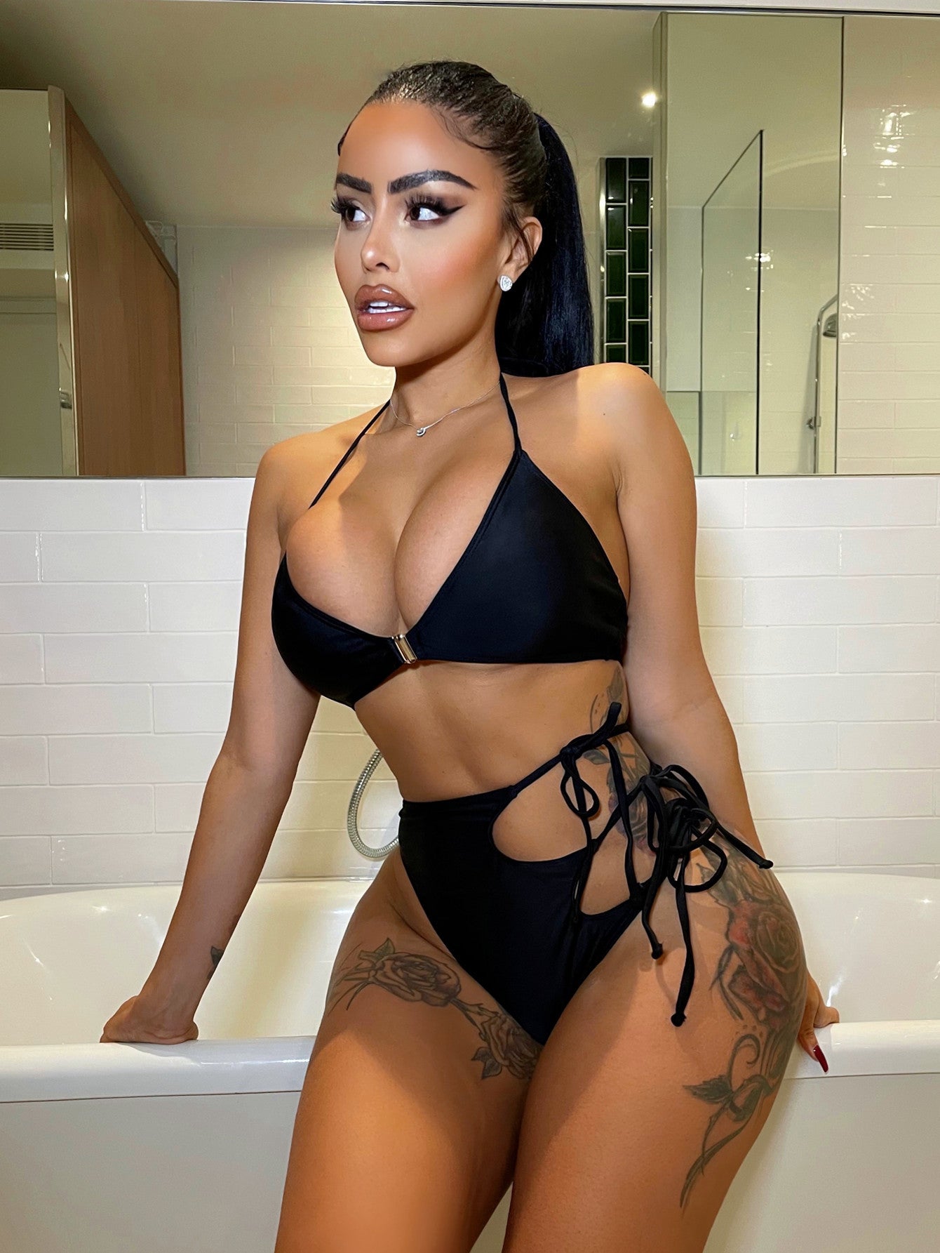 Bikini Solid Color Sexy Women Split Swimsuit Triangle Bag Swimsuit