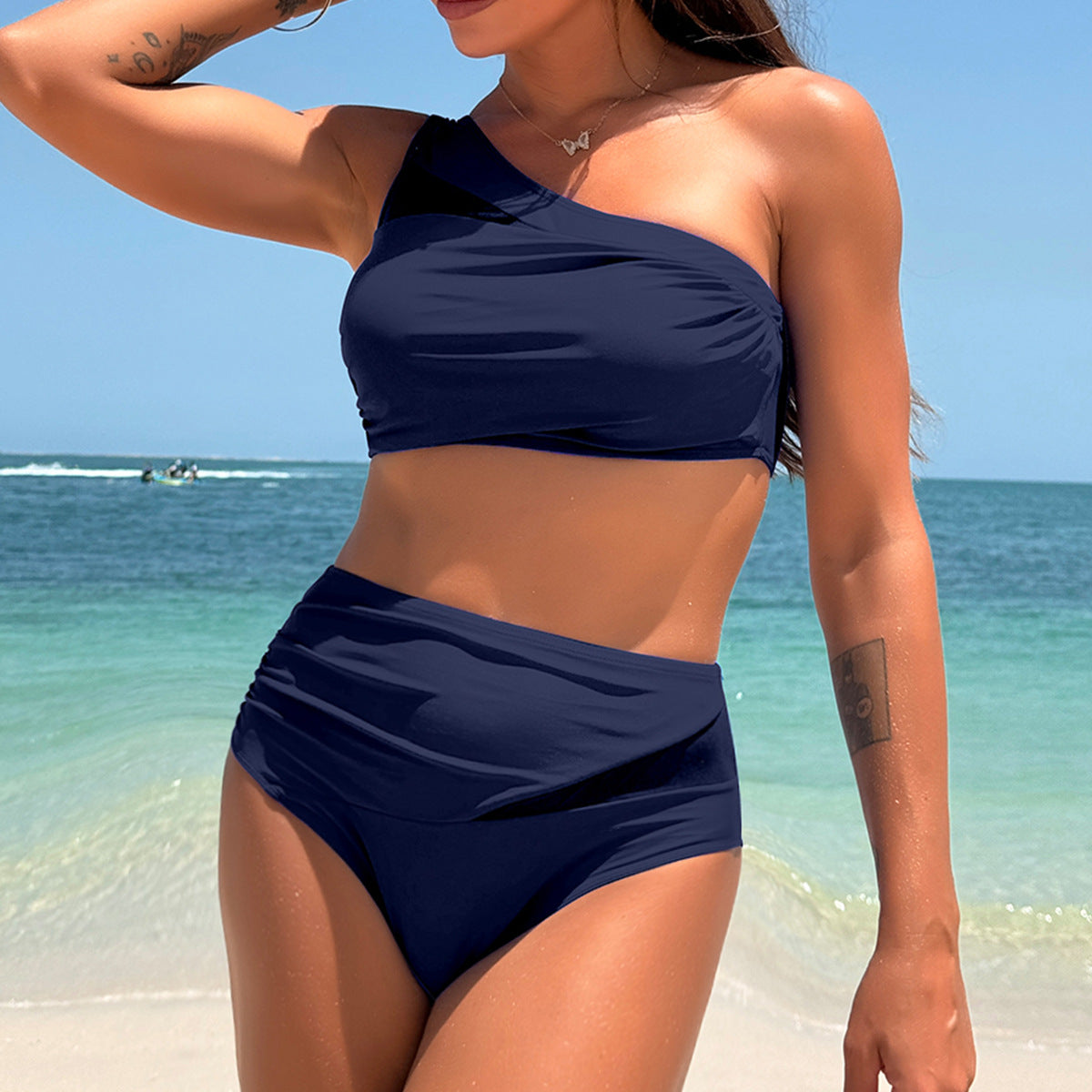 One Shoulder Swimsuit Women Quick Drying Split Sexy Bikini Swimwear Bikini