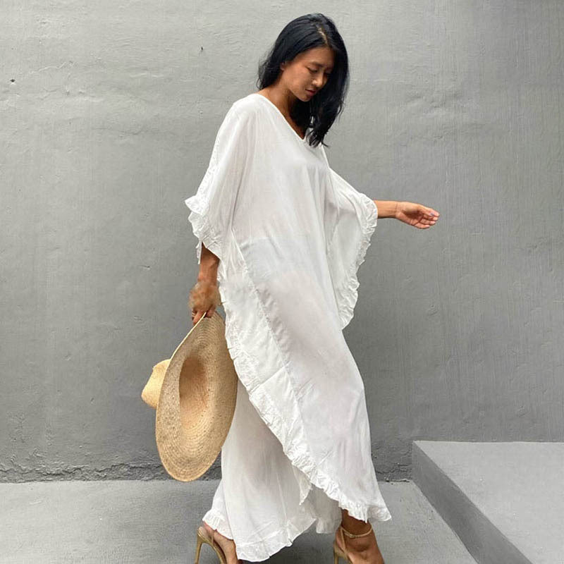 Rayon Beach Dress Loose Robe Seaside Vacation Beach Cover Up Swimsuit Sun Protection Outer Wear Women Crochet hook