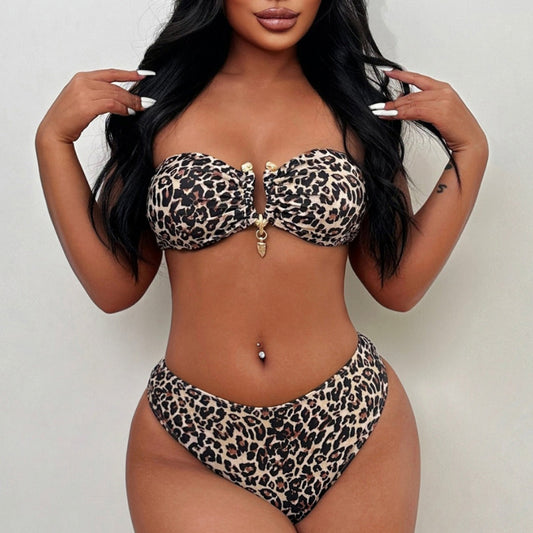 Printed Split Swimsuit Women Sexy Split Swimsuit Summer Beach Bikini Suit