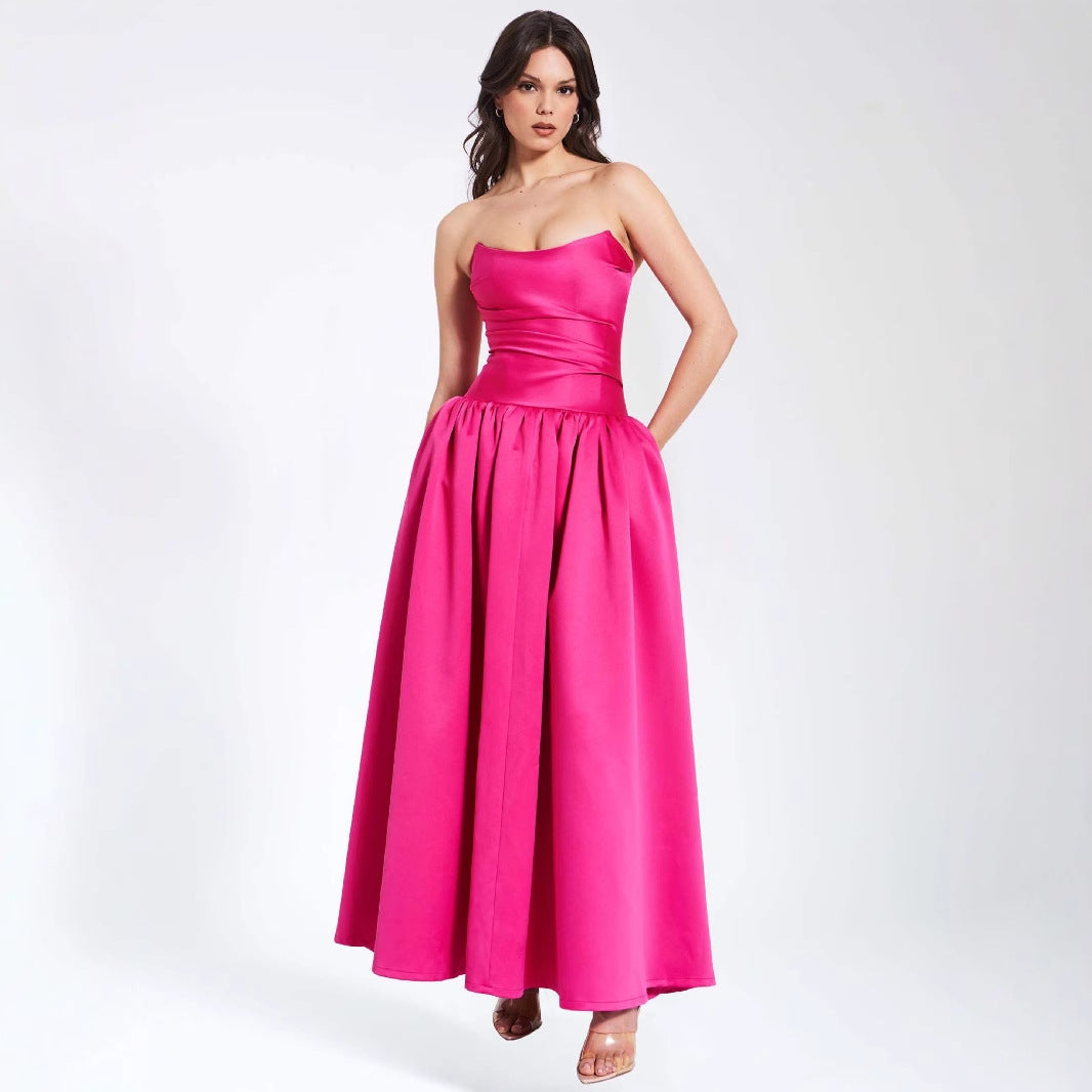 Summer Sling Dress - Waist Slimming Vacation Dress with French Rose Design