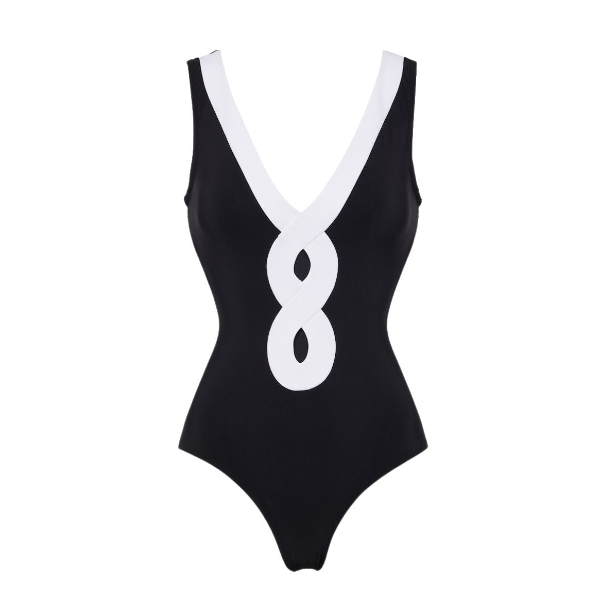 Black White Simple Hollow Out Cutout Out Swimsuit Women Skirt Set