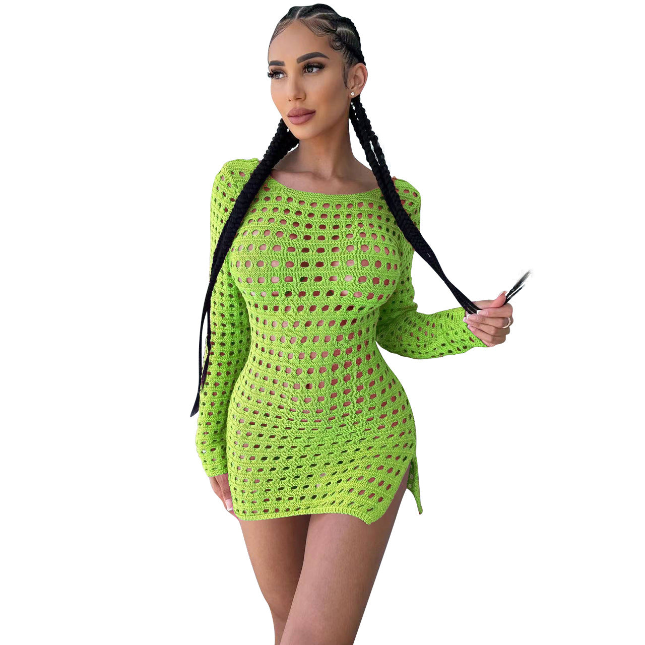 Women Clothing Sexy Hollow Out Cutout Ice Silk Dress Women Clothing