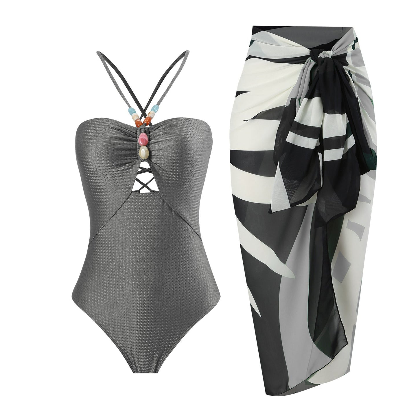 Arrival Solid Color One Piece Women Swimwear Suit French Retro Covering Belly Thin Swimming