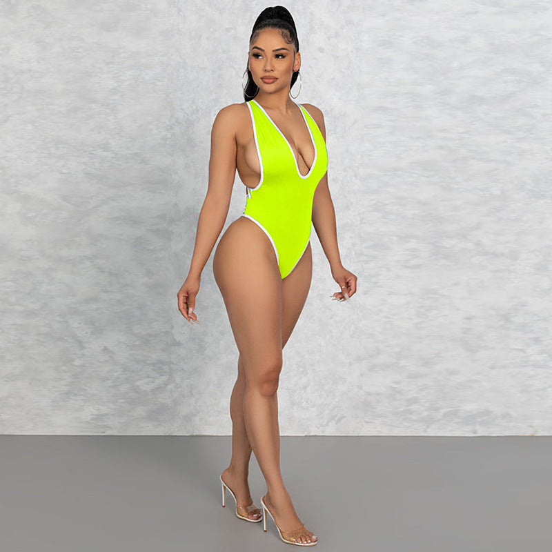 Sexy Women Clothing Bikini Three Point T Shaped Vest One Piece Swimsuit