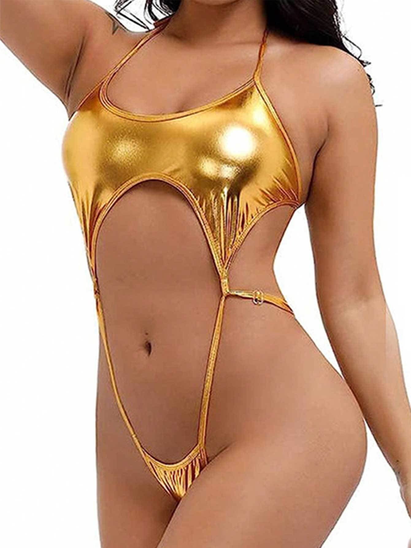 One Piece Swimsuit Women Lace Up Backless One Piece Bikini
