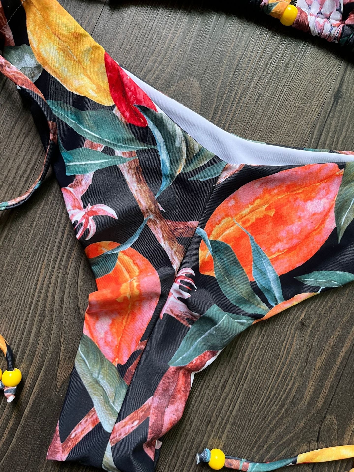 Bikini Digital Printed Sexy Lace Up Halterneck Triangle Split Swimsuit Women