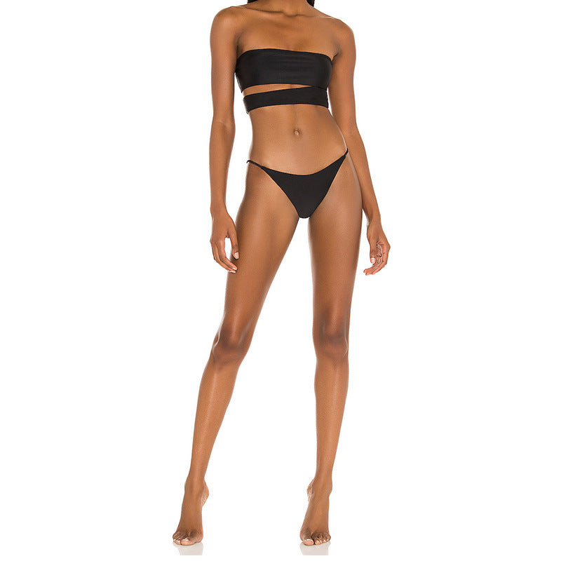 Solid Color Split Swimsuit Women Swimsuit Top Sexy Bikini