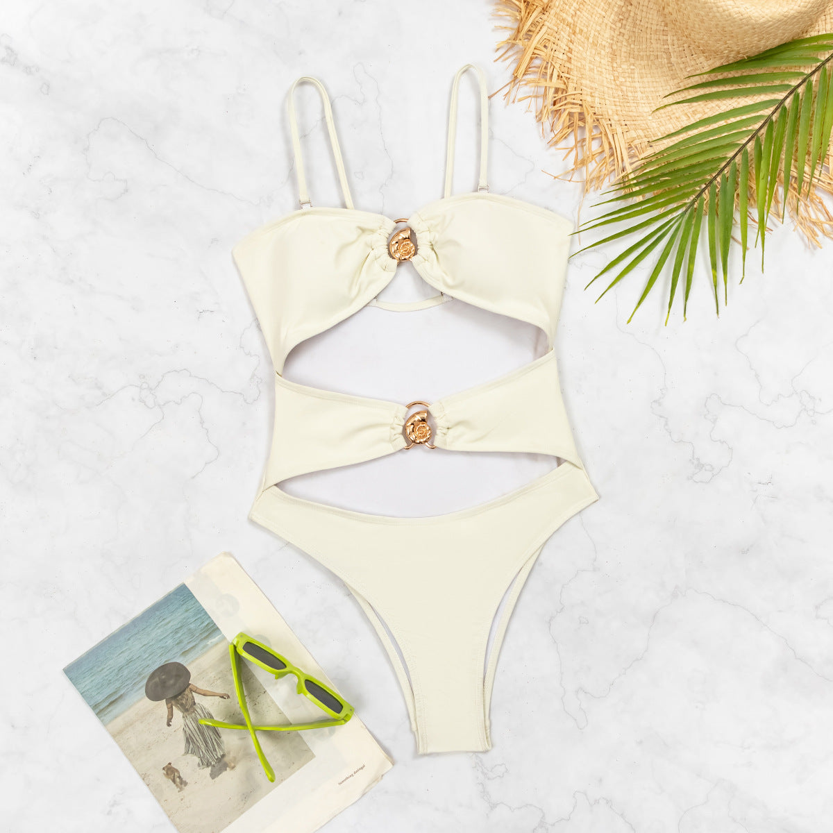 One Piece Bikini Women Slimming Simple Detachable Shoulder Strap