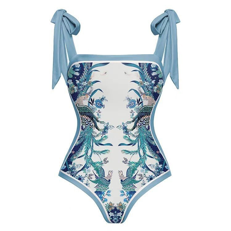 Two Piece Set Printed Swimsuit Slim Fit Slimming Conservative Swimsuit