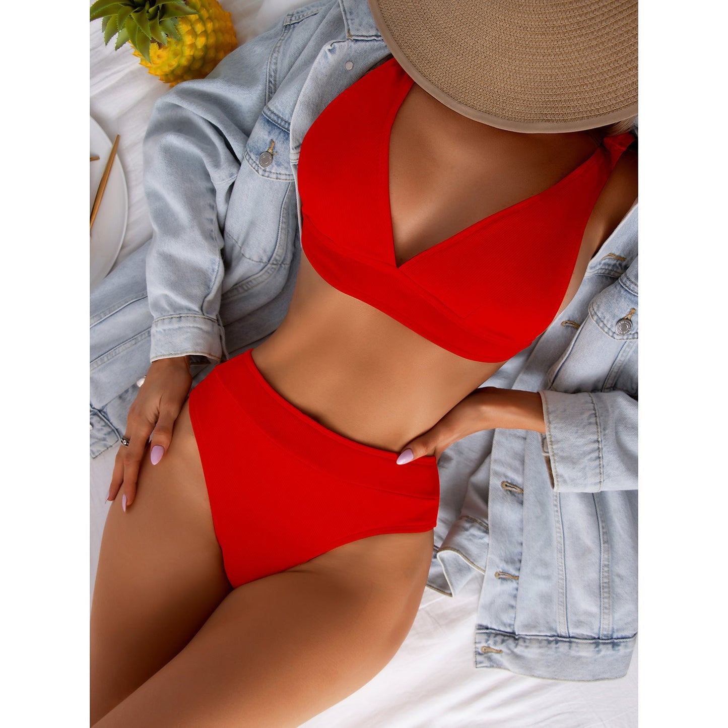 High Waist Bikini Swimsuit Sexy Split Bikini