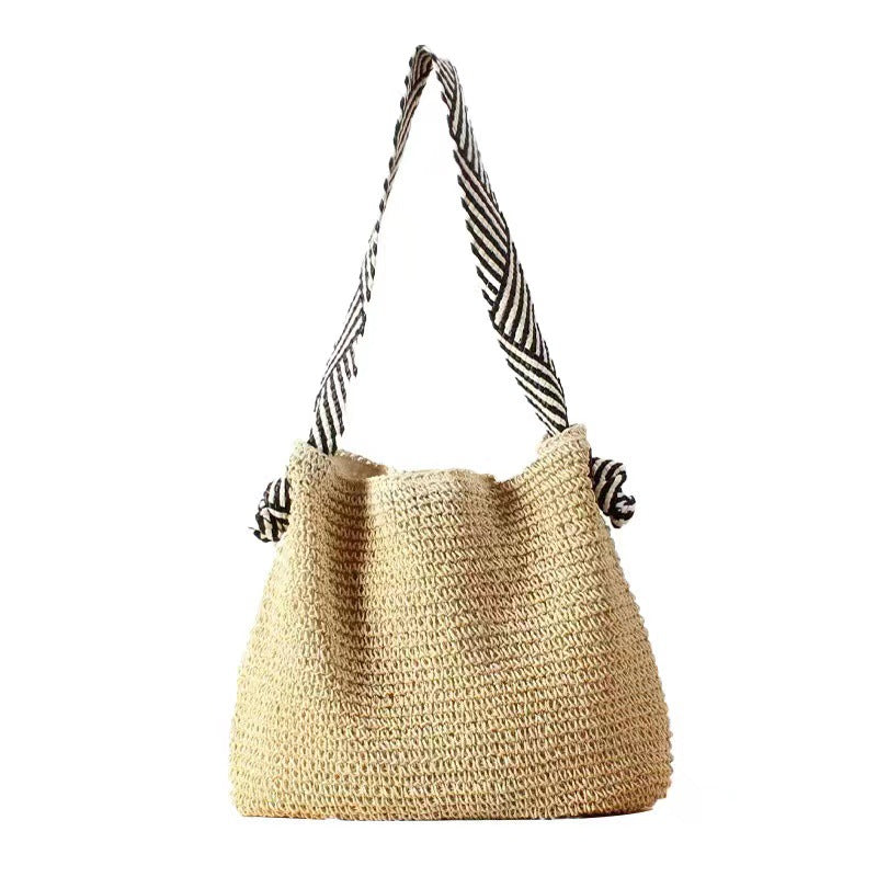 Sac en paille bleu marine, sac à bandoulière tissé fait main, sac pour femme, sac de vacances, sac de plage 