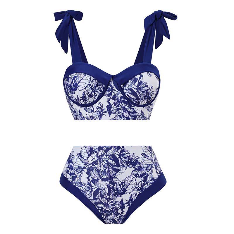 High Waist Print Three-Piece Bikini Swimsuit Women Sexy Swimsuit Outfit Bikini