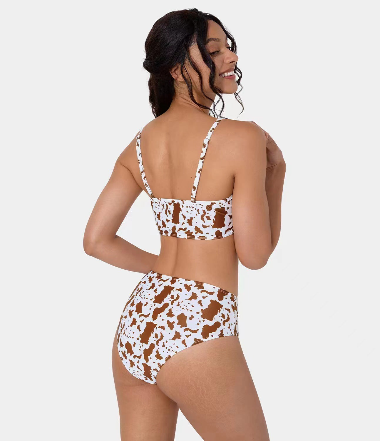 Split Beach Swimsuit Cow Print Sexy Beach Bikini Swimsuit Women