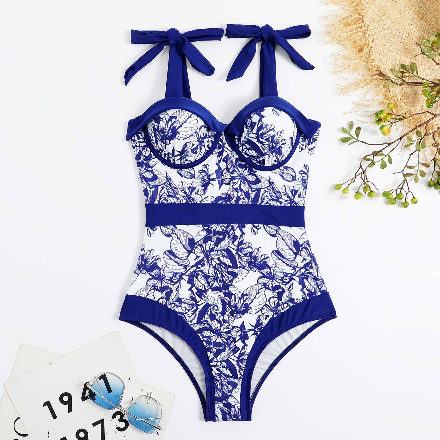 One Piece Swimsuit Women Tight Conservatively Thin Retro Hard Bag Swimsuit Chiffon Dress