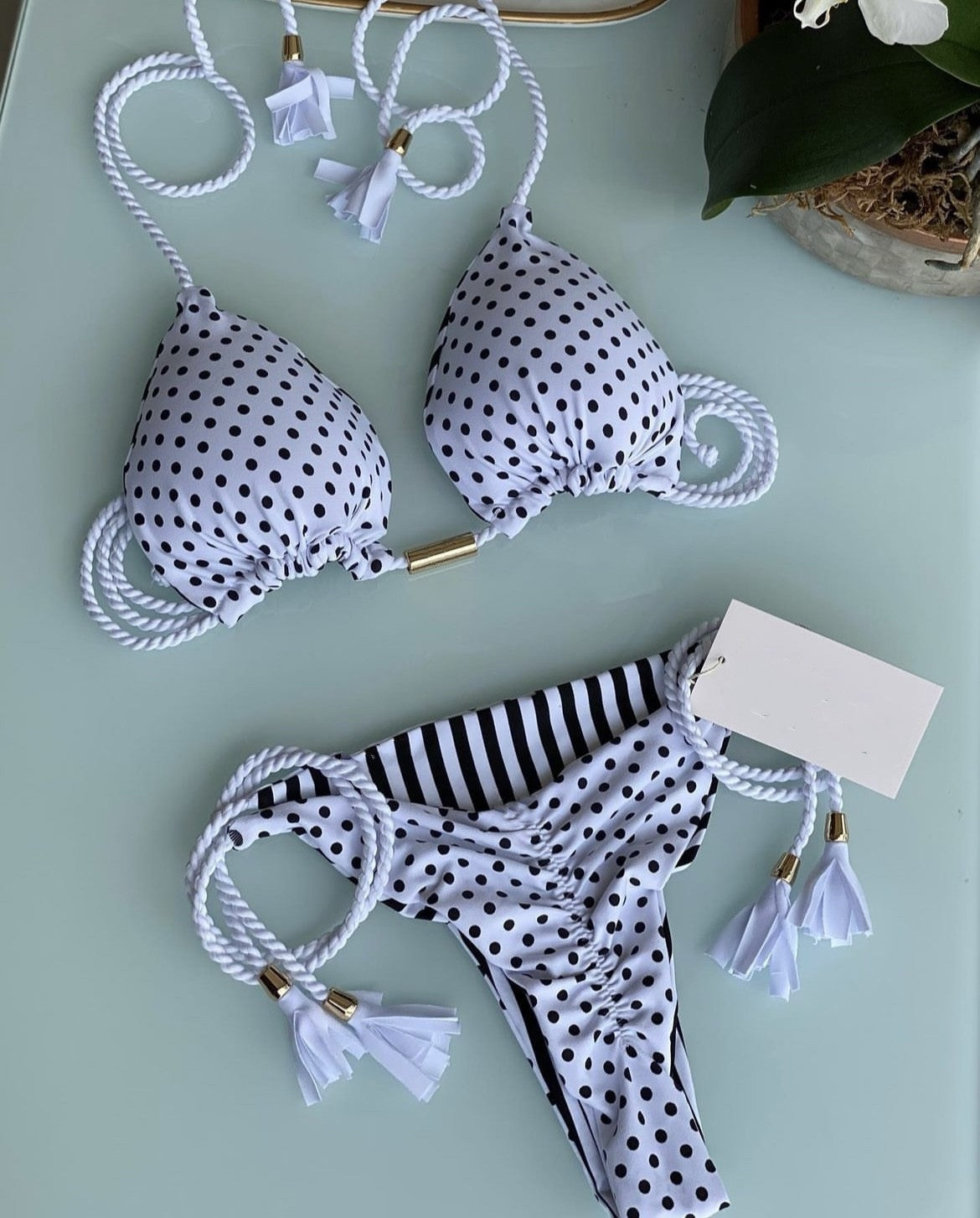 Hand Knitted Rope Swimsuit Sexy Bikini Women Split Solid Color Sexy Multicolor Braided Rope Bikini