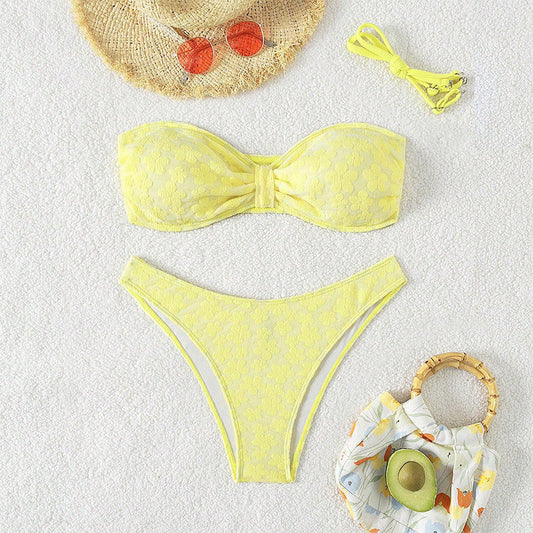 Swimsuit Bikini Printed Sexy Tube Top Bikini Split Swimsuit for Women