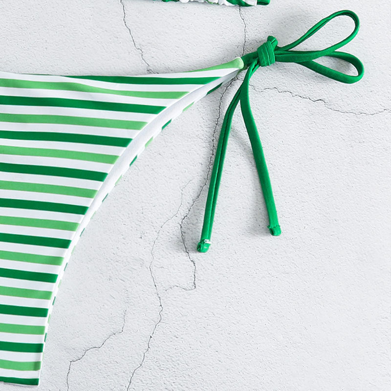 Striped Sexy Lace up Bikini Split Swimsuit Women Three Point Bikini Swimming Set
