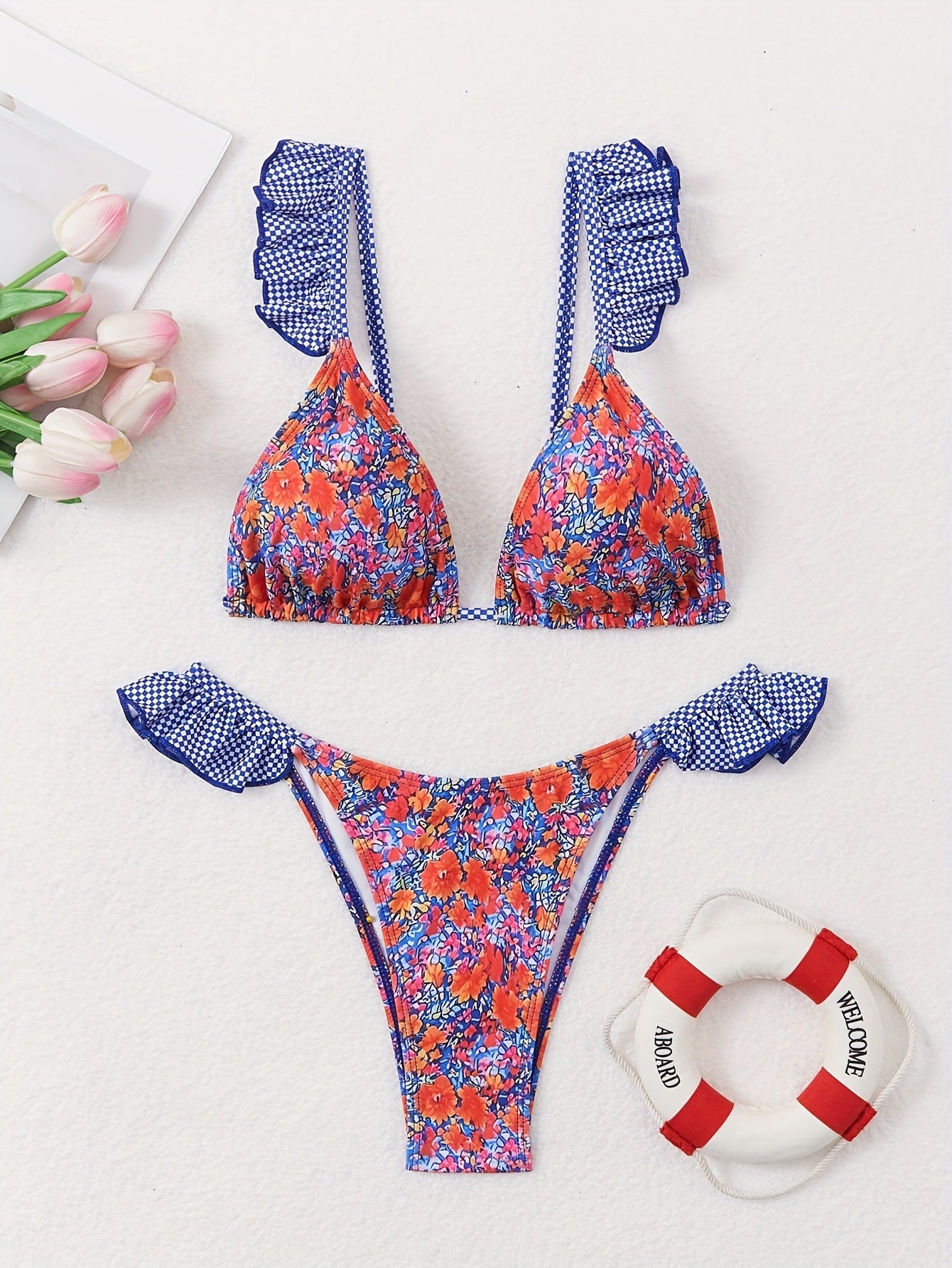 Vintage Small Floral Bikini Swimsuit Women Sexy