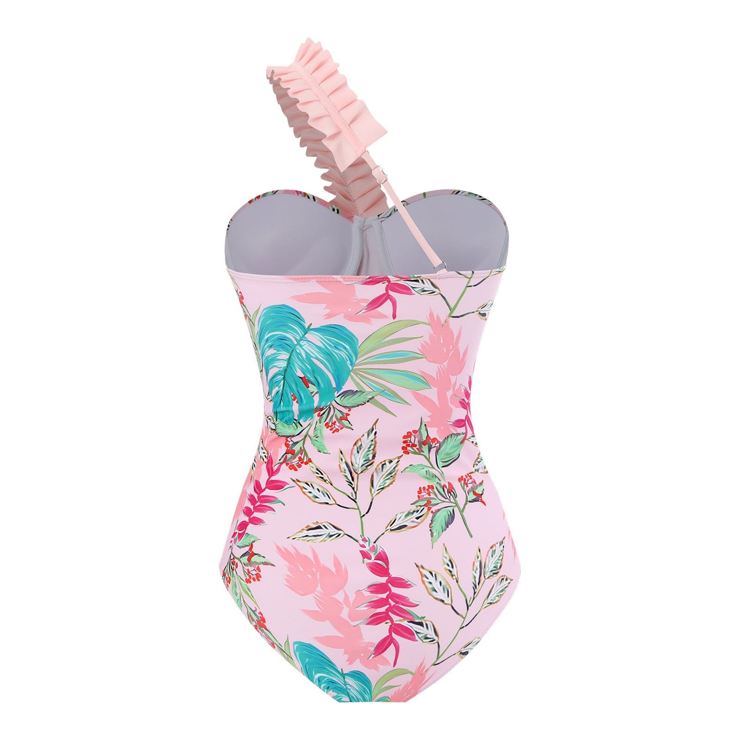 Swimwear Puff Sleeve outside One Piece Retro Printed Swimsuit Women Printed Wrap Skirt Set