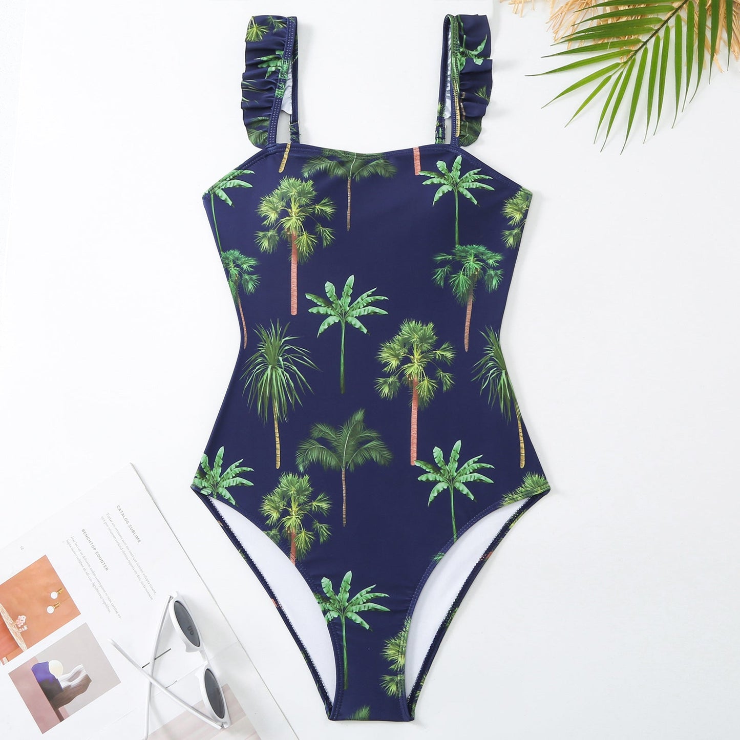Printed One Piece Women Swimwear Suit European French Retro Covering Belly Thin