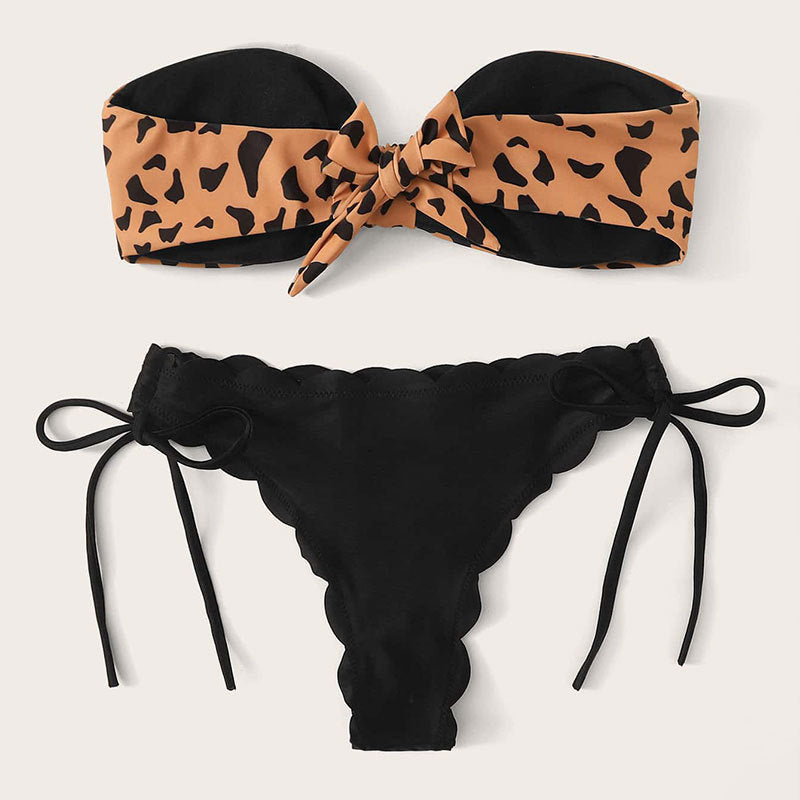 Leopard Print Split Swimsuit Women Lace Lace Sexy Bikini