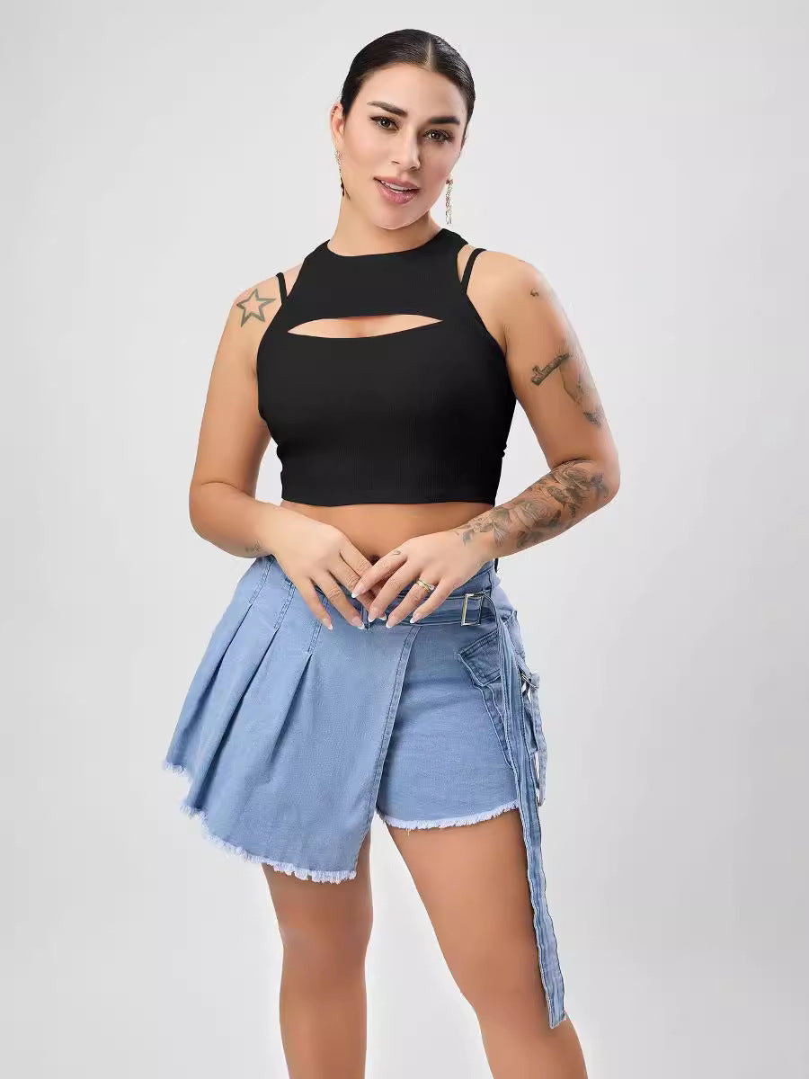 Multi Color Sexy Stretch Hollow Out Cutout Vest Women Sexy Design Blouse Slim Women Clothing