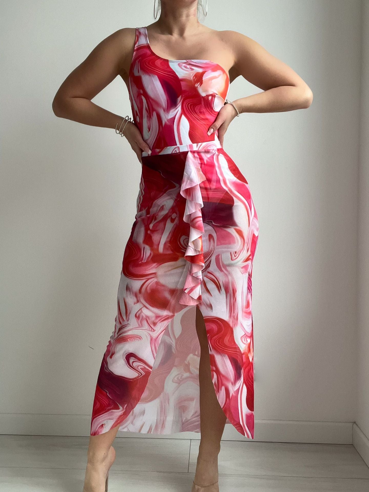 Psychedelic Color One Piece Sun Protection Suit Swimsuit Two Piece