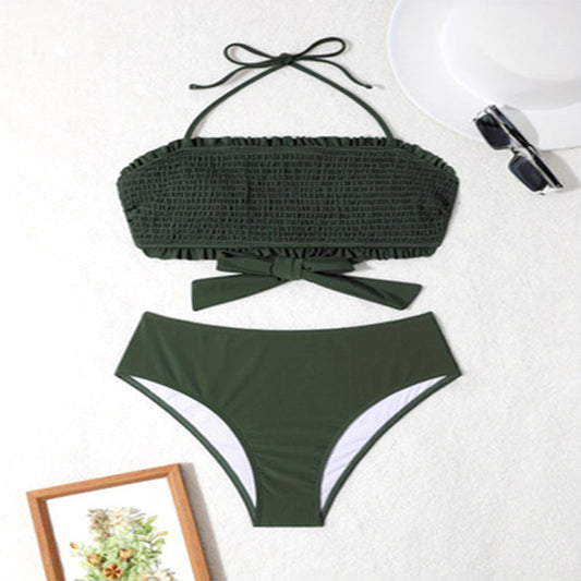 Sexy Lace up Bikini Women Three Point Bikini Beach Spring Swimsuit