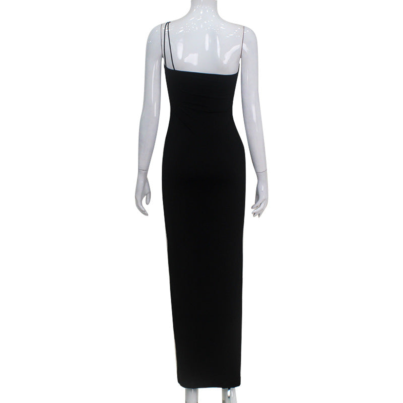 Women Clothing French Sexy Three Dimensional Floral Pleating Elegant Pure Hip Spaghetti Straps Dress