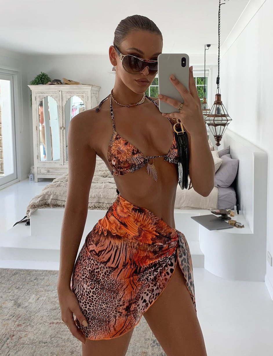 Leopard Bikini Print Digital Printed Sexy 3 Piece Swimsuit