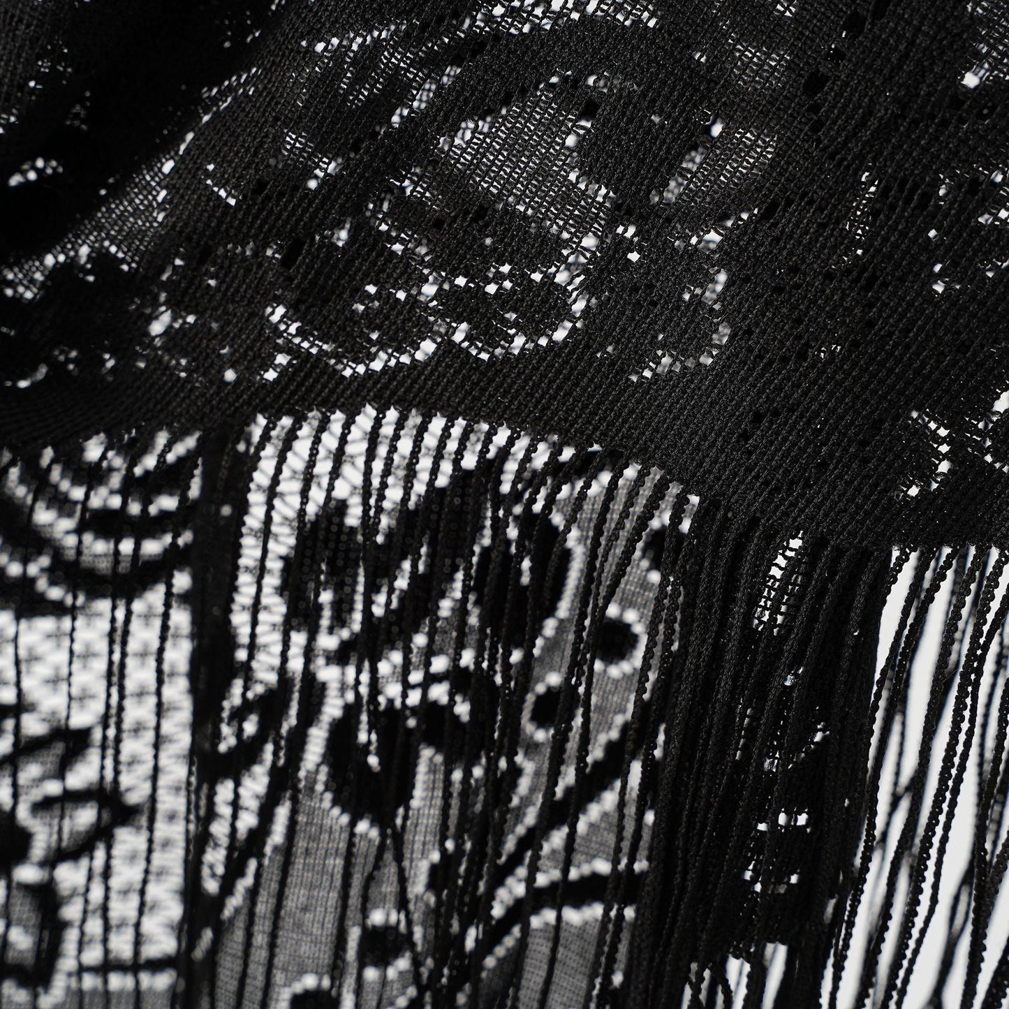 Nylon Hollow Out Cutout Breathable Tassel Triangle Shawl Women Scarf