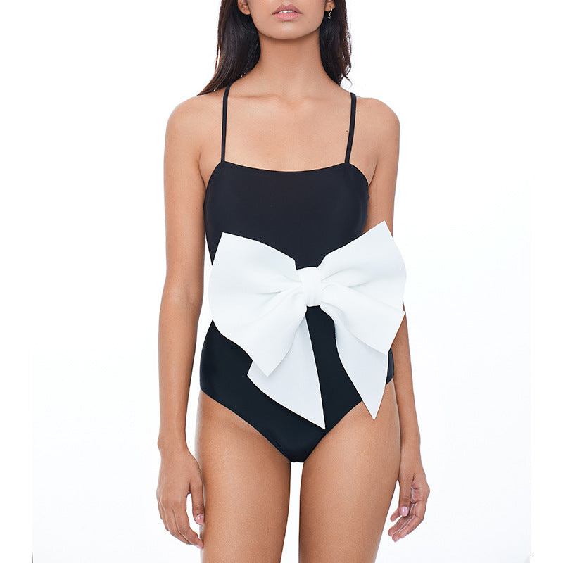 One Piece Swimsuit Women Bow Cover Belly Slimming Swimsuit