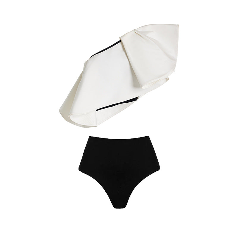 Simple Special Interest Split Swimsuit Women Polka Dot Skirt High Waist Bikini