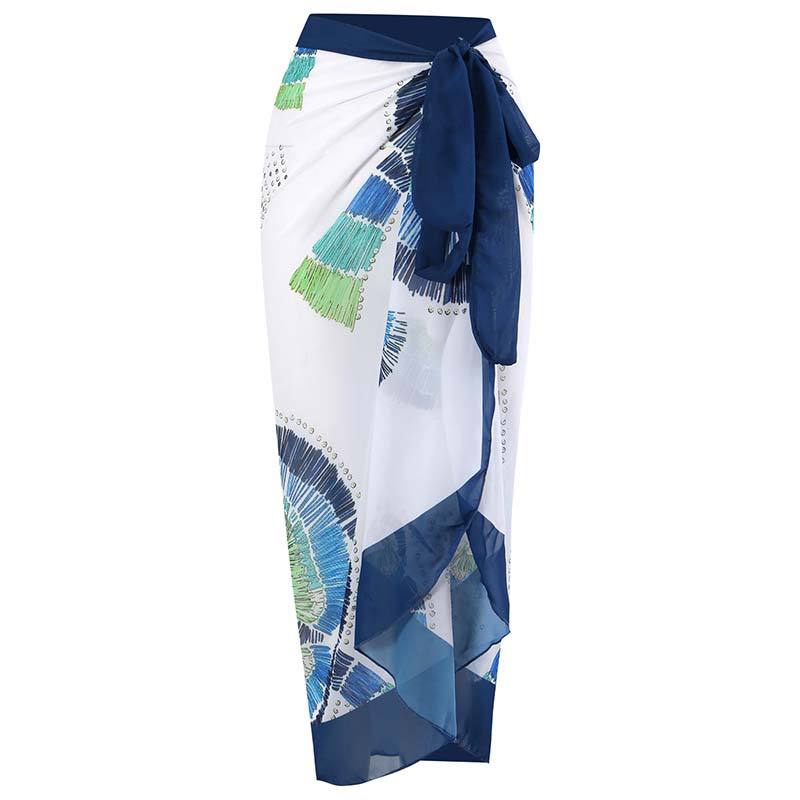 Sexy Swimsuit Women Vintage Ruffled Swimsuit Bikini Chiffon Beach Skirt Set