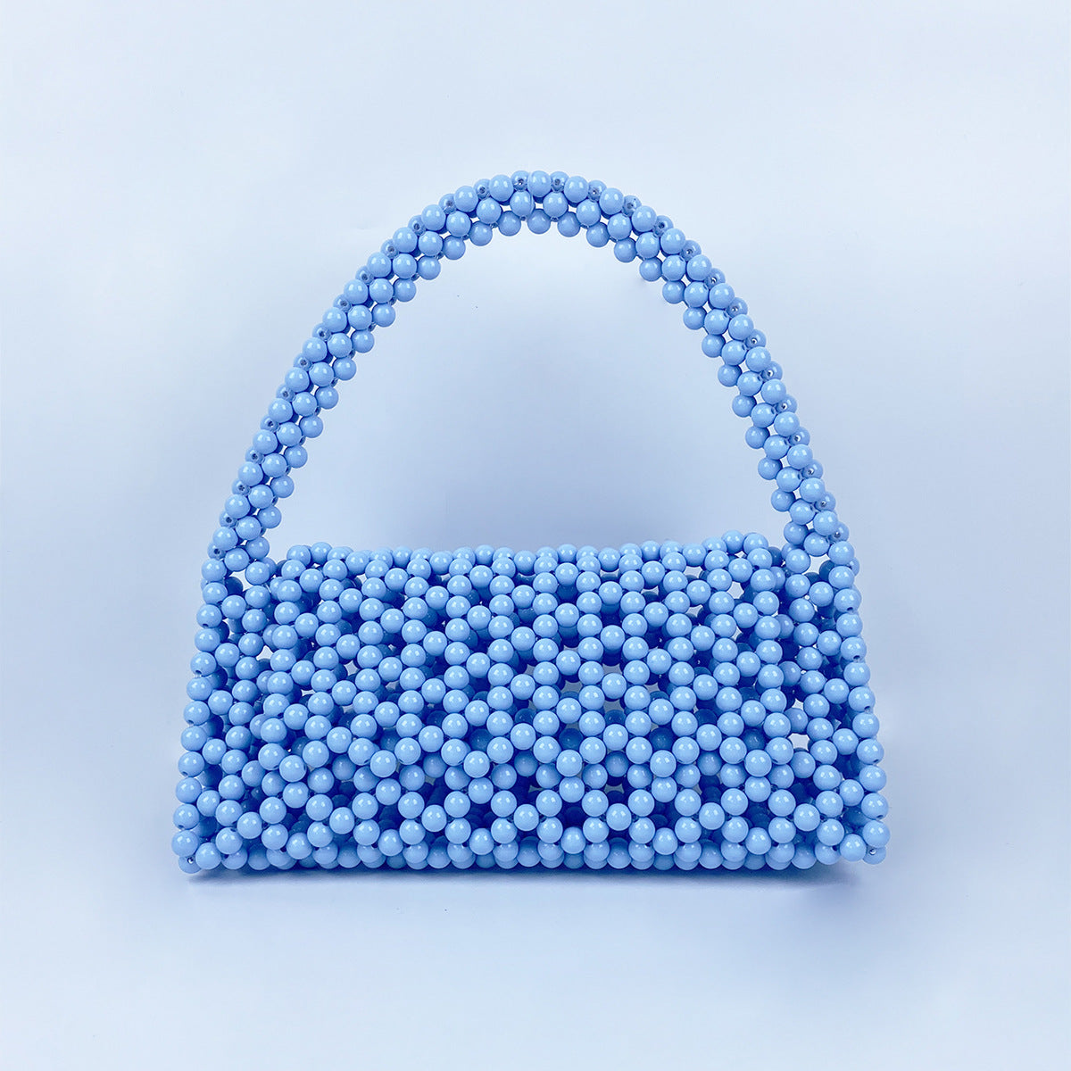 Pearl Bag Women Hand Woven Acrylic Beaded Bag Retro Fairy Small Handbag Triangle Wrist Bag