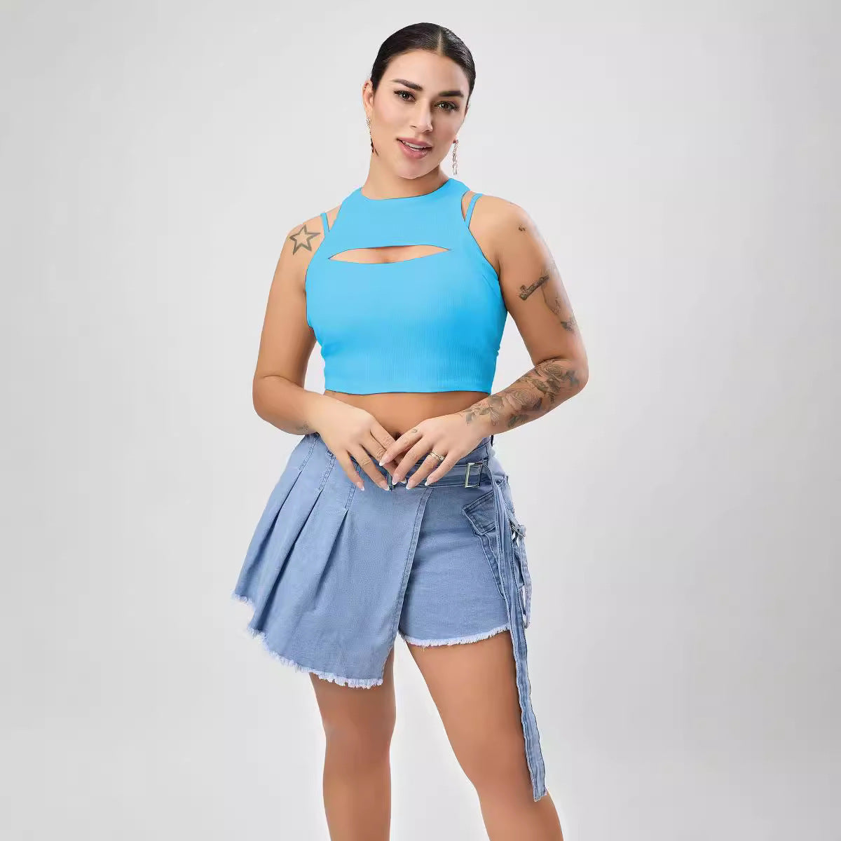 Multi Color Sexy Stretch Hollow Out Cutout Vest Women Sexy Design Blouse Slim Women Clothing